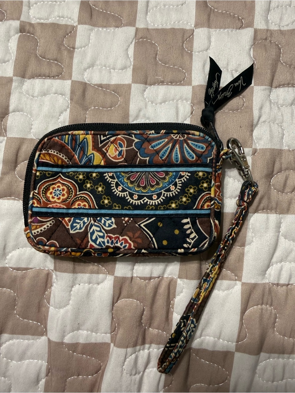 Vera Bradley Floral Quilted Wristlet Wallet - Brown & Navy